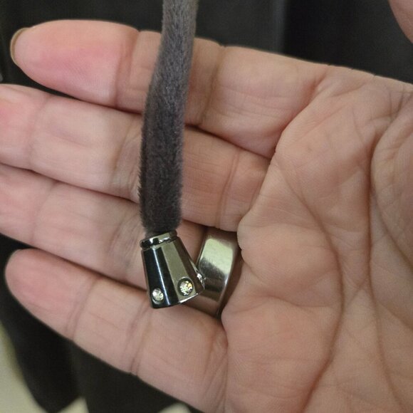 Cable & Gauge Chocolate Brown Velour 1/2 Zip Rhinestone Tunic Hoodie Size M - Picture 3 of 5